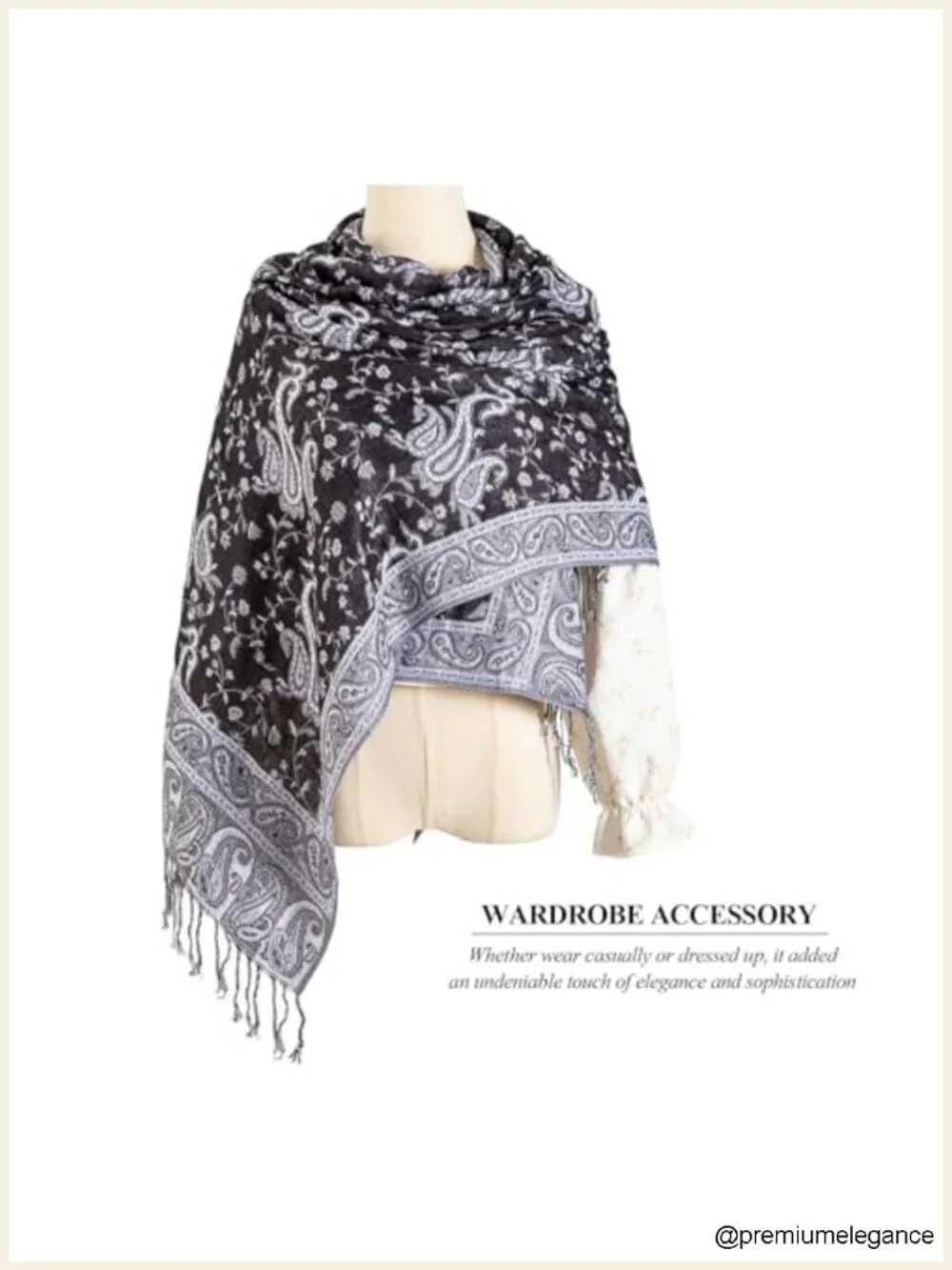 Pashmina Feel Reversible Scarf Wrap Shawl for Women Men